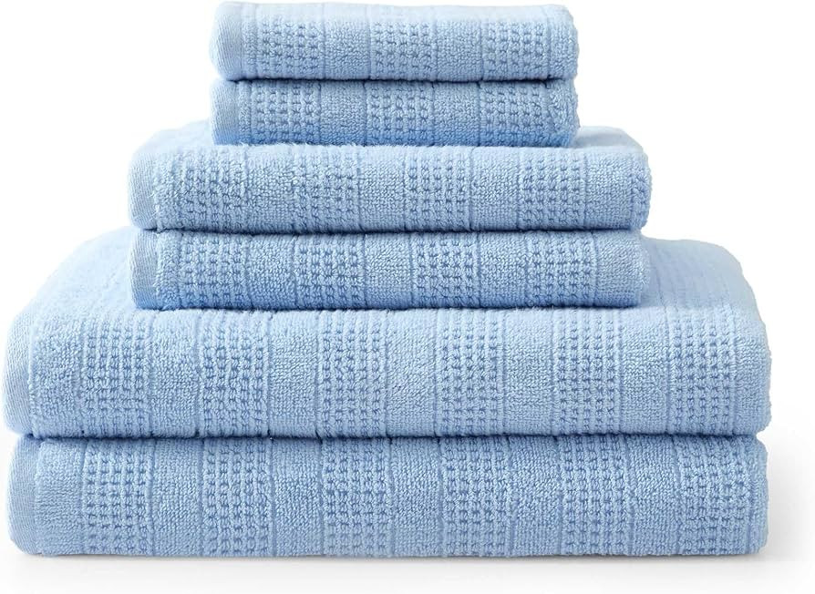 Martha Stewart - Bath Towels, Soft & Absorbent 100% Cotton Towels, Solid 500 GSM, 6-Piece Bathroo... | Amazon (US)