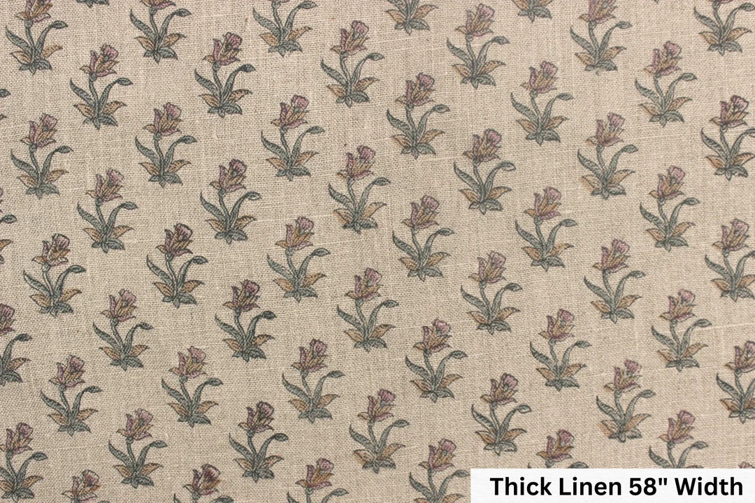 COASTAL TULIP Linen Home Decors ,floral Hand Block Printed Fabric Indian Block Print, Block Print... | Etsy (US)