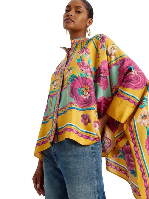 La DoubleJ Foulard Shirt Zodiac Placée Marigold at Nordstrom, Size X-Small | Nordstrom