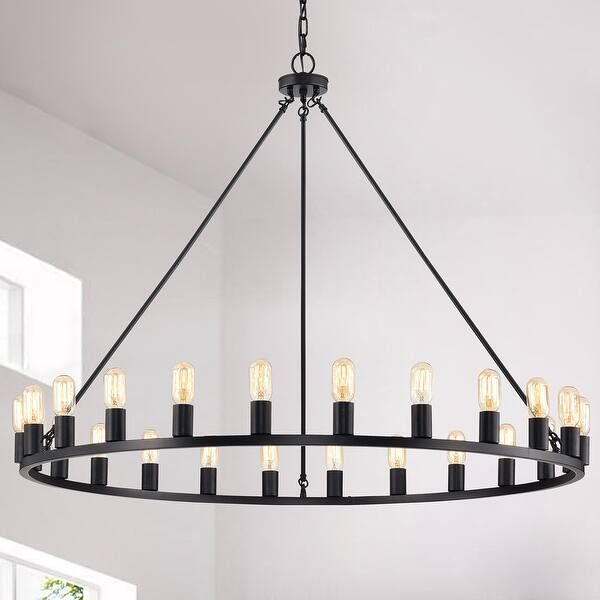 The Gray Barn Liam 24-light 48-inch Round Wagon Wheel Chandelier | Bed Bath & Beyond