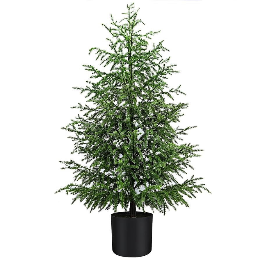 4FT Artificial Norfolk Pine Christmas Tree Faux Holiday Tree with Black Pot, Realistic Indoor Dec... | Amazon (US)