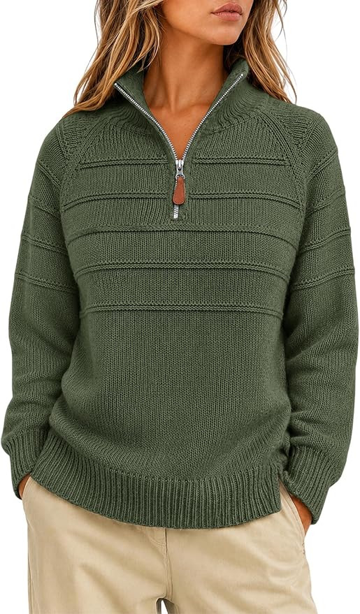 Lazysmile Cozy Sweaters for Women Trendy Quarter Zip Pullovers | Amazon (US)