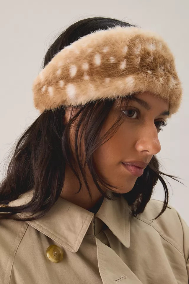 Cozy Faux Fur Headwrap Headband in Fawn, Women's at Urban Outfitters | Urban Outfitters (US and RoW)