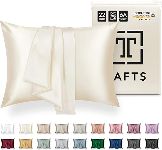 TAFTS 22mm 100% Pure Mulberry 6A Silk Pillowcase for Hair & Skin with Zipper Closure, Cooling, Na... | Amazon (US)