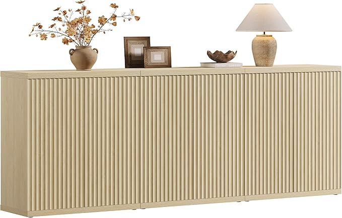 SICOTAS Buffet Cabinet with Storage Accent Sideboard Modern Credenza with Doors & Shelves Fluted ... | Amazon (US)