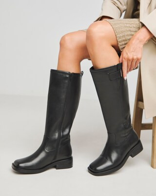 Winona Smart Leather Riding Boots Wide E Fit Curvy Calf | Simply Be | Simply Be (UK)