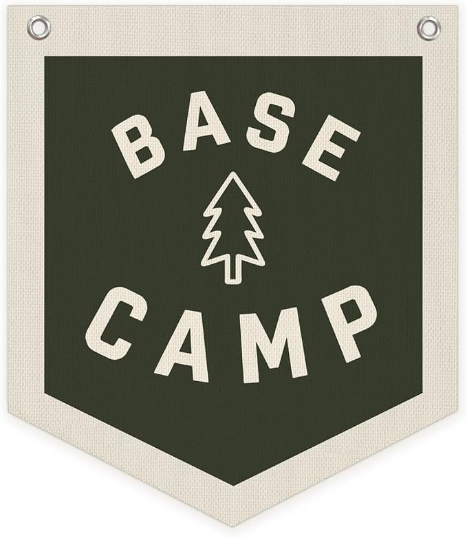 Camp Banner, Base Camp Wall Pennant Banner Flag, SJQ | Retro Green Camping Hanging Wall Decor for... | Amazon (US)