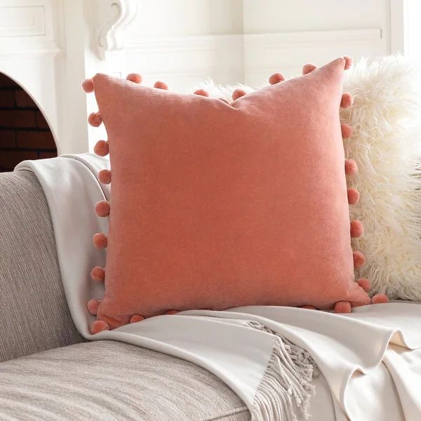 Sophus Cotton Velvet Pom Pom Throw Pillow - On Sale - Overstock - 31484251 | Overstock