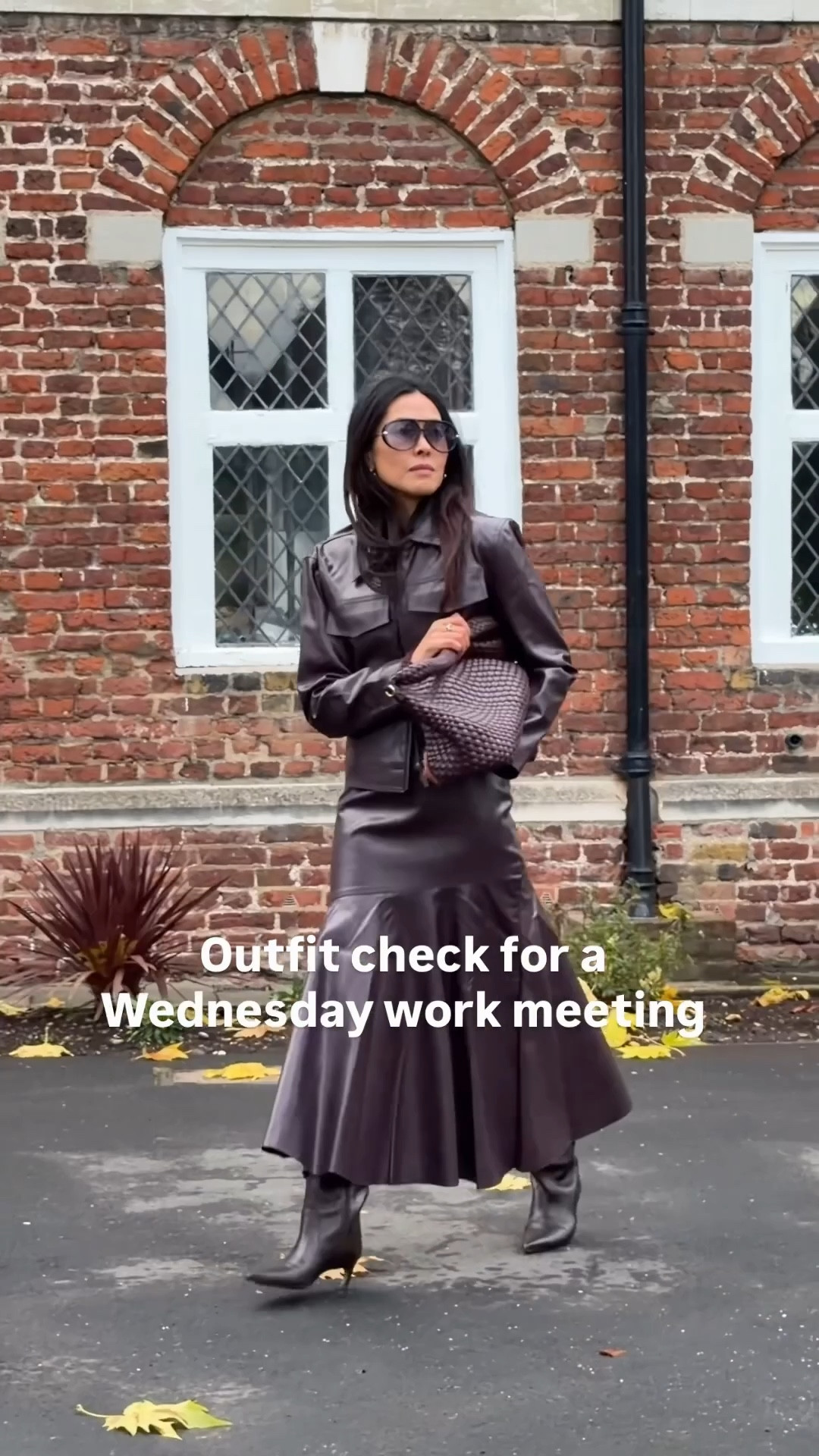 Outfit check 🤍 Obsessed with a matching set, especially in this rich burgundy faux leather. Paired with my pink Mongolian jacket and woven bag for the perfect finish 🫶 

#LTKuk #LTKeurope #LTKstyletip