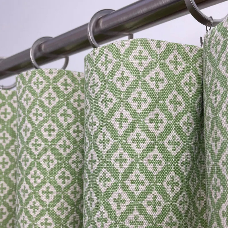 24/34/50" Rod-pocket Curtains - Asher Tendril Green Natural Linen Drapes -custom Size -blackout L... | Etsy (US)