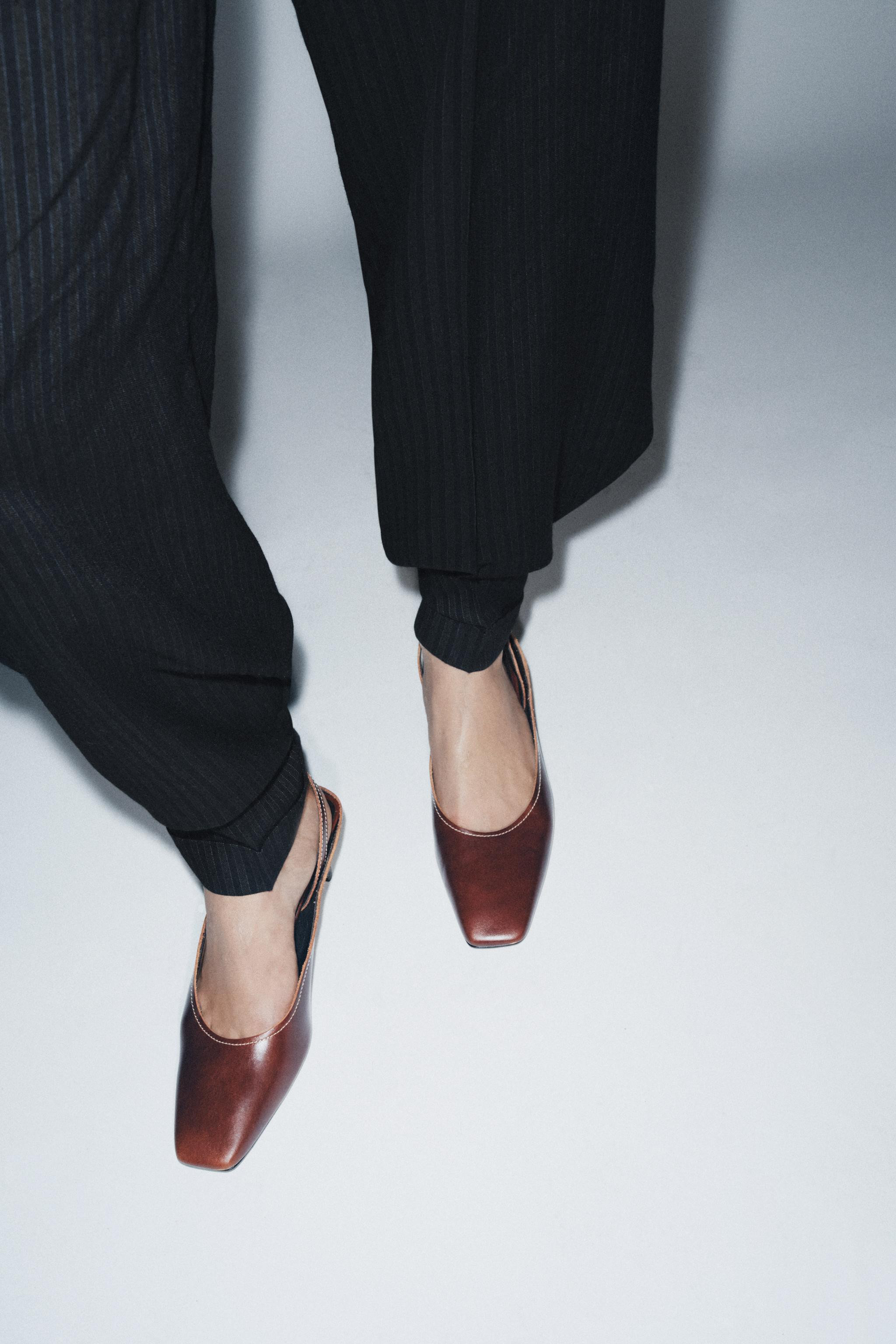 LIMITED EDITION LEATHER SLINGBACK SHOES | Zara US