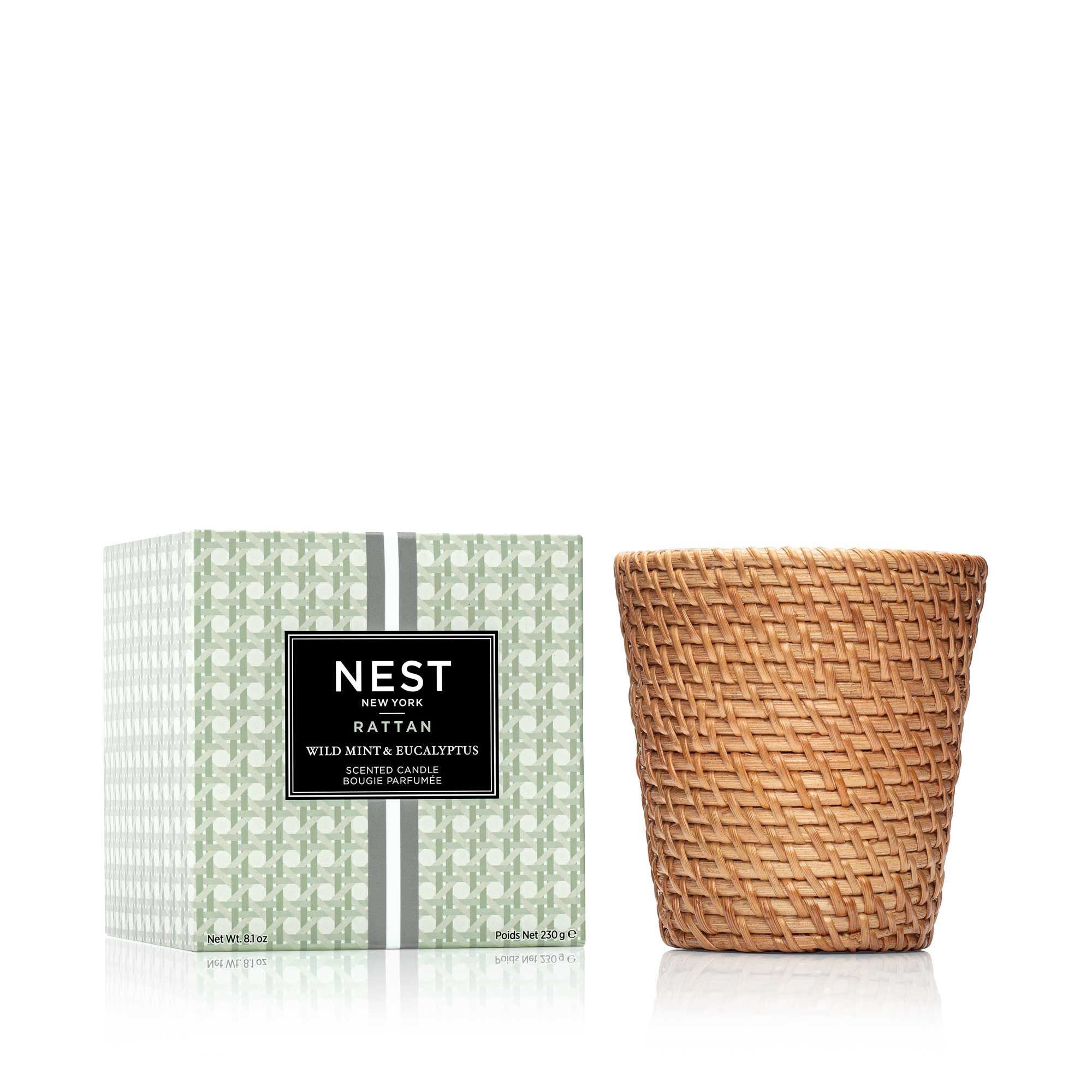 Rattan Wild Mint & Eucalyptus Classic Candle | NEST Fragrances