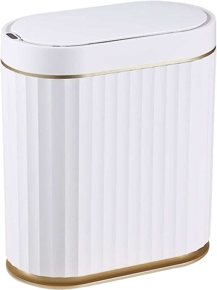 ELPHECO Bathroom Trash Can with Lid Waterproof Automatic Trash Can, 2 Gallon Slimline Smart Trash... | Amazon (US)