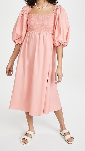 Puff Sleeve Smocked Midi Dress | Shopbop