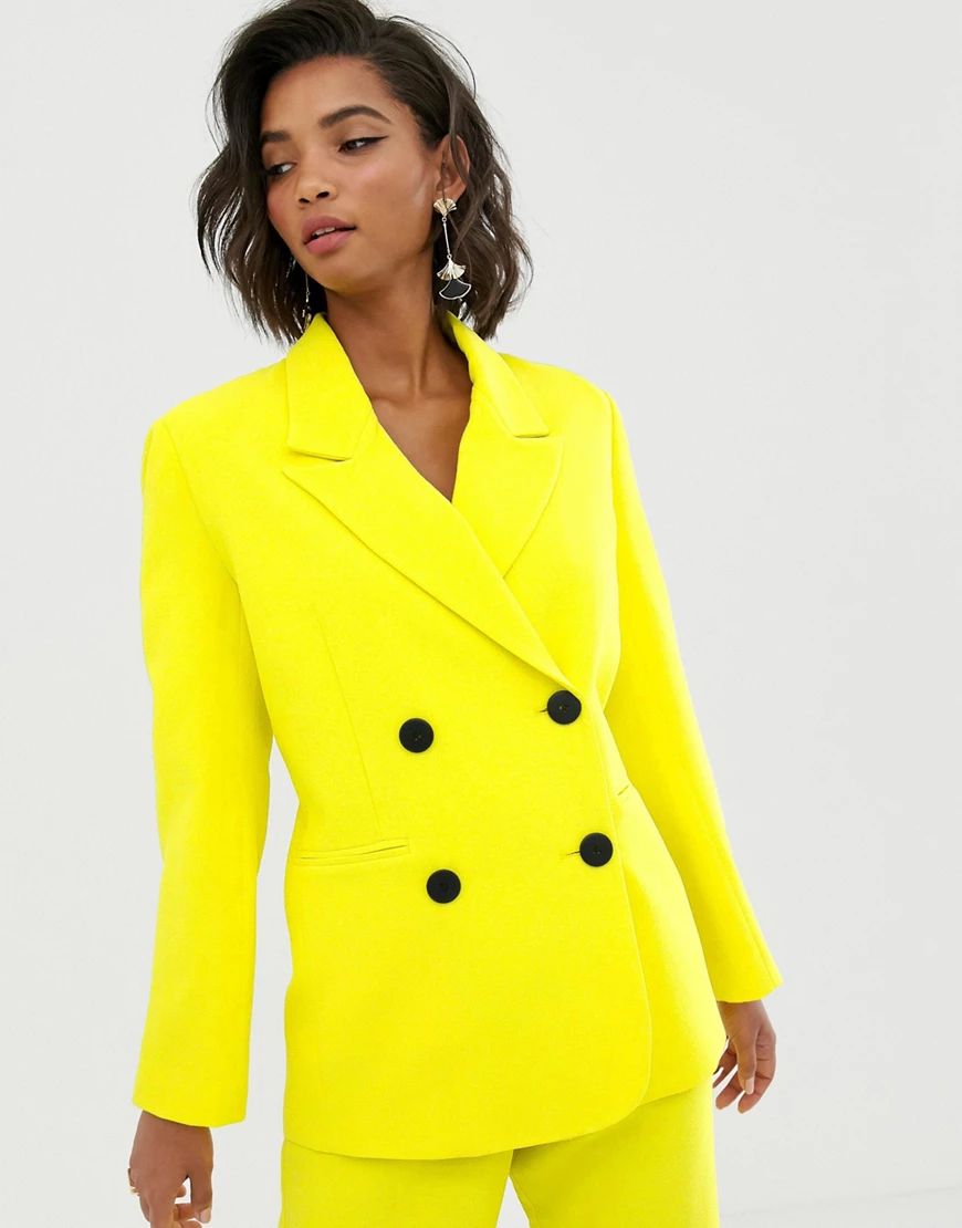 ASOS EDITION double breasted mansy jacket-Yellow | ASOS (Global)