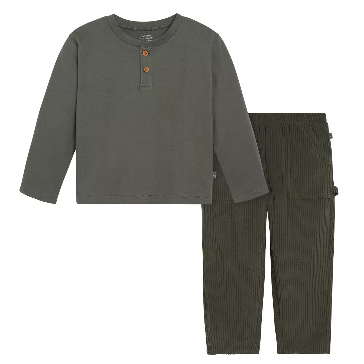 Modern Moments™ by Gerber Toddler Boys' 2-Piece Henley Shirt and Pant Set, Dark Green, 3T | Target