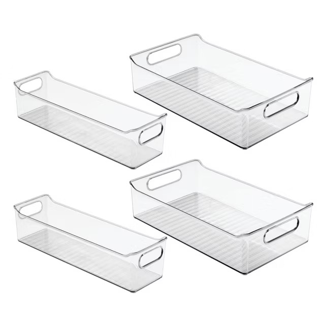 mDesign Plastic Food Storage Bins for Kitchen, Pantry, Handles, Set of 4 - Clear | Target