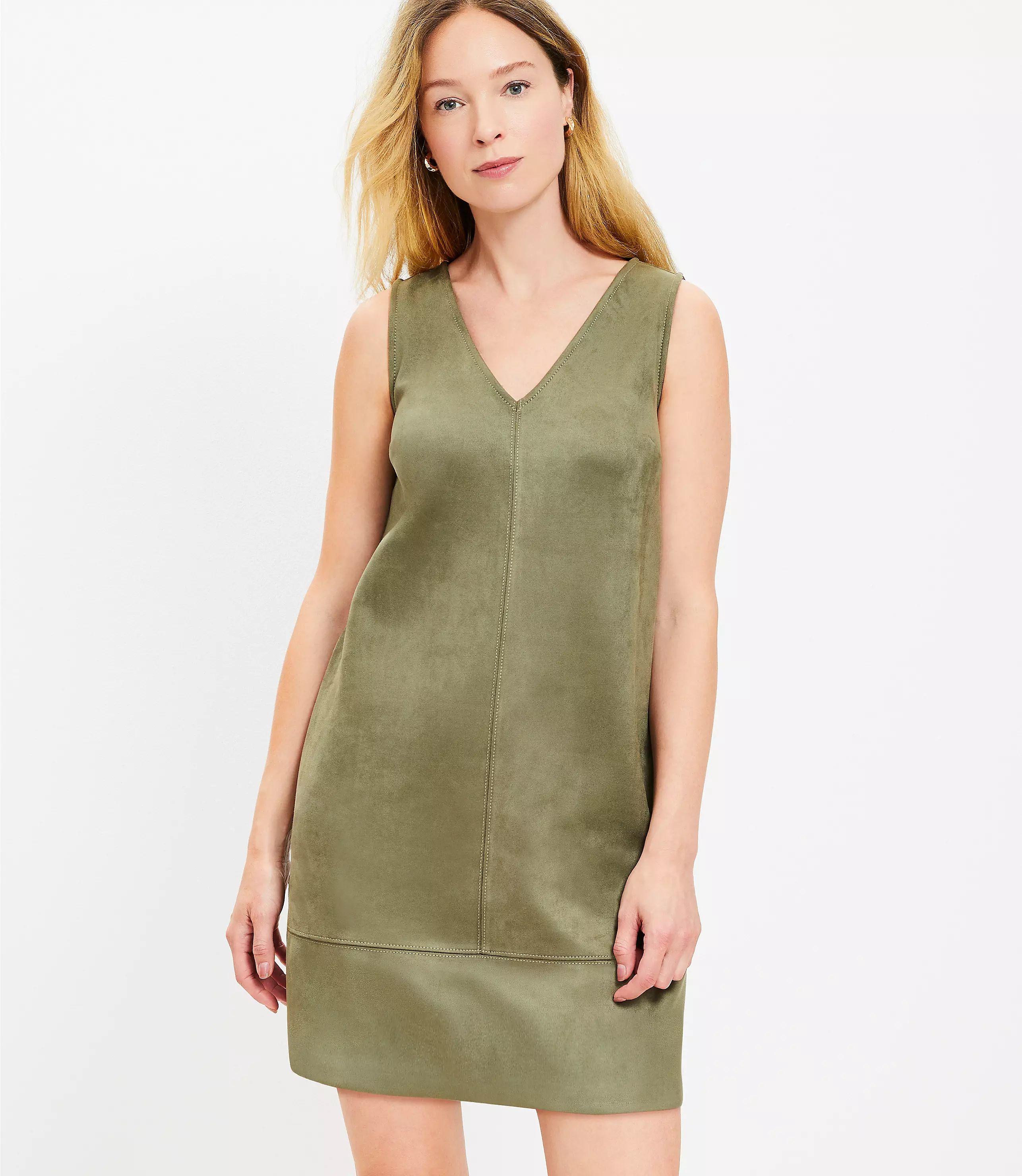 Faux Suede Mini Shift Dress | LOFT