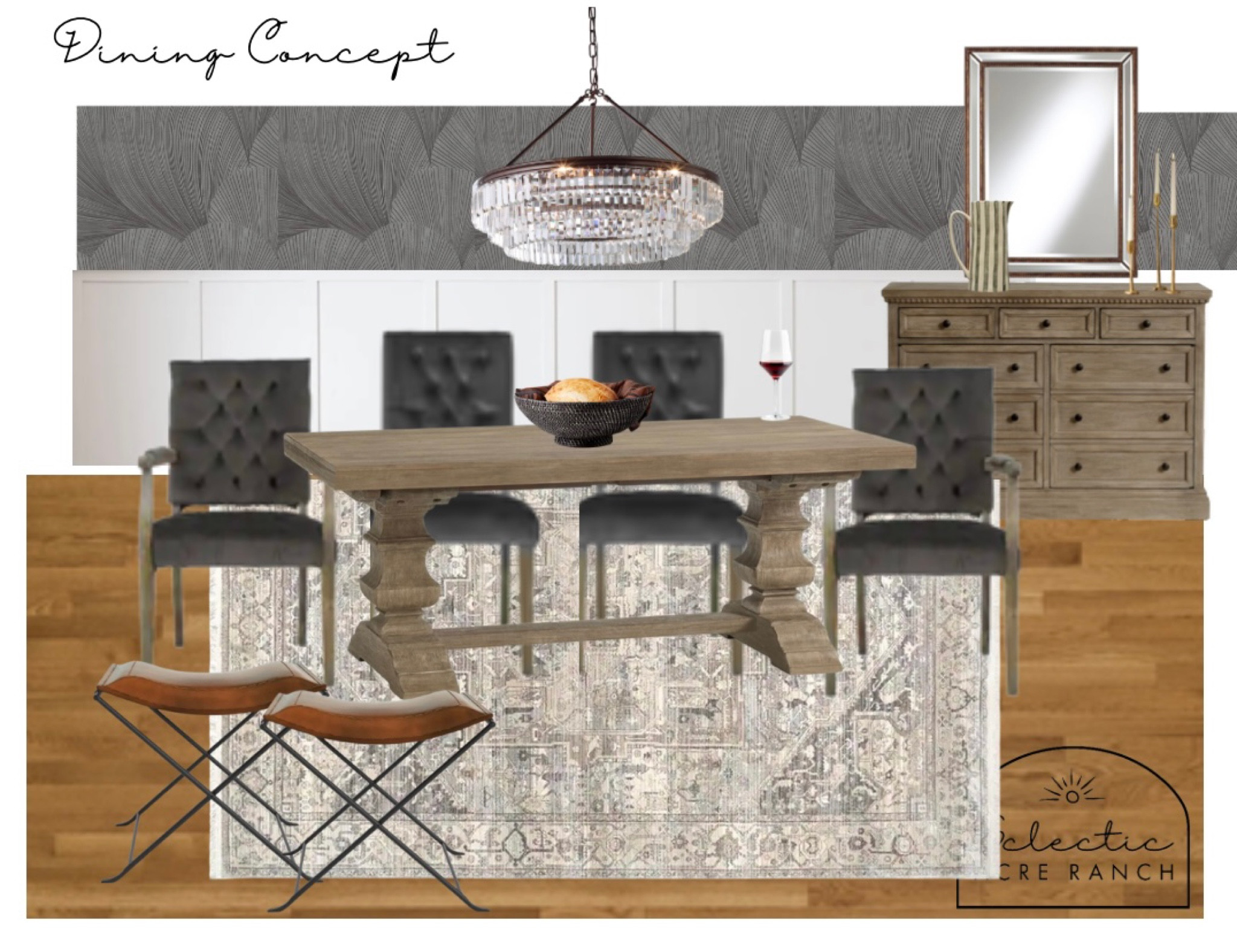 Farmhouse/Glam dining room! 