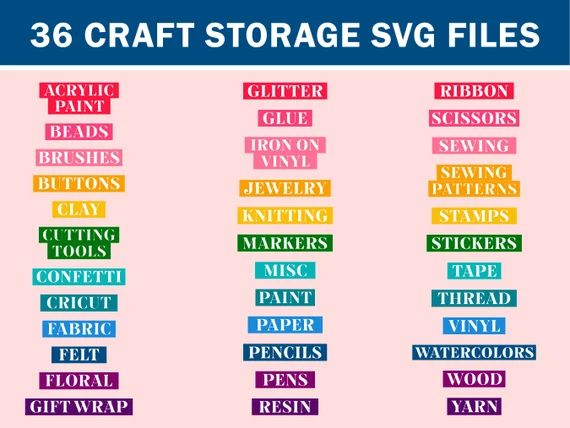 Craft Room Labels | SVG Organization Labels Download | Etsy (US)