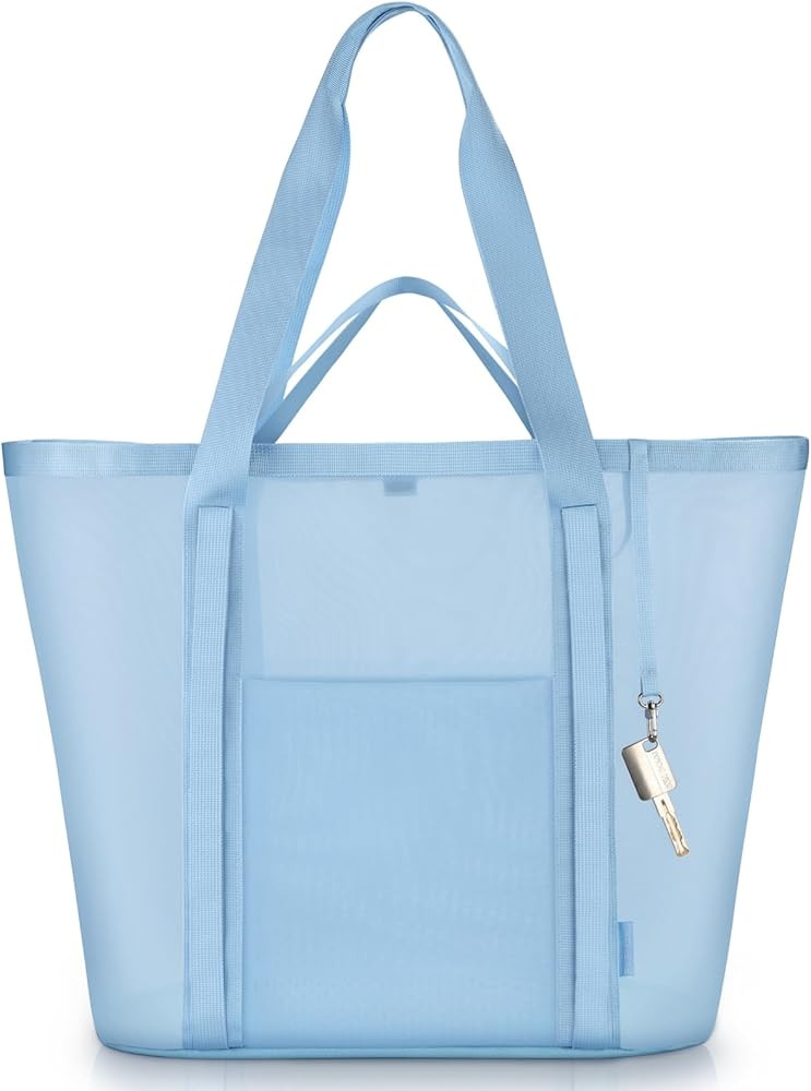 Mesh Beach Bag for Women with Towel Straps, Large Rinse-Through Beach Tote for Pool, Cruise & Vac... | Amazon (US)