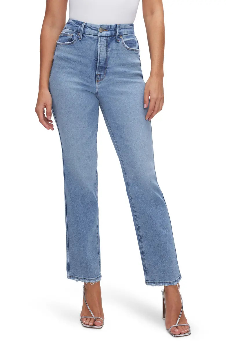 Good American Good Curve High Waist Distressed Straight Leg Jeans | Nordstrom | Nordstrom