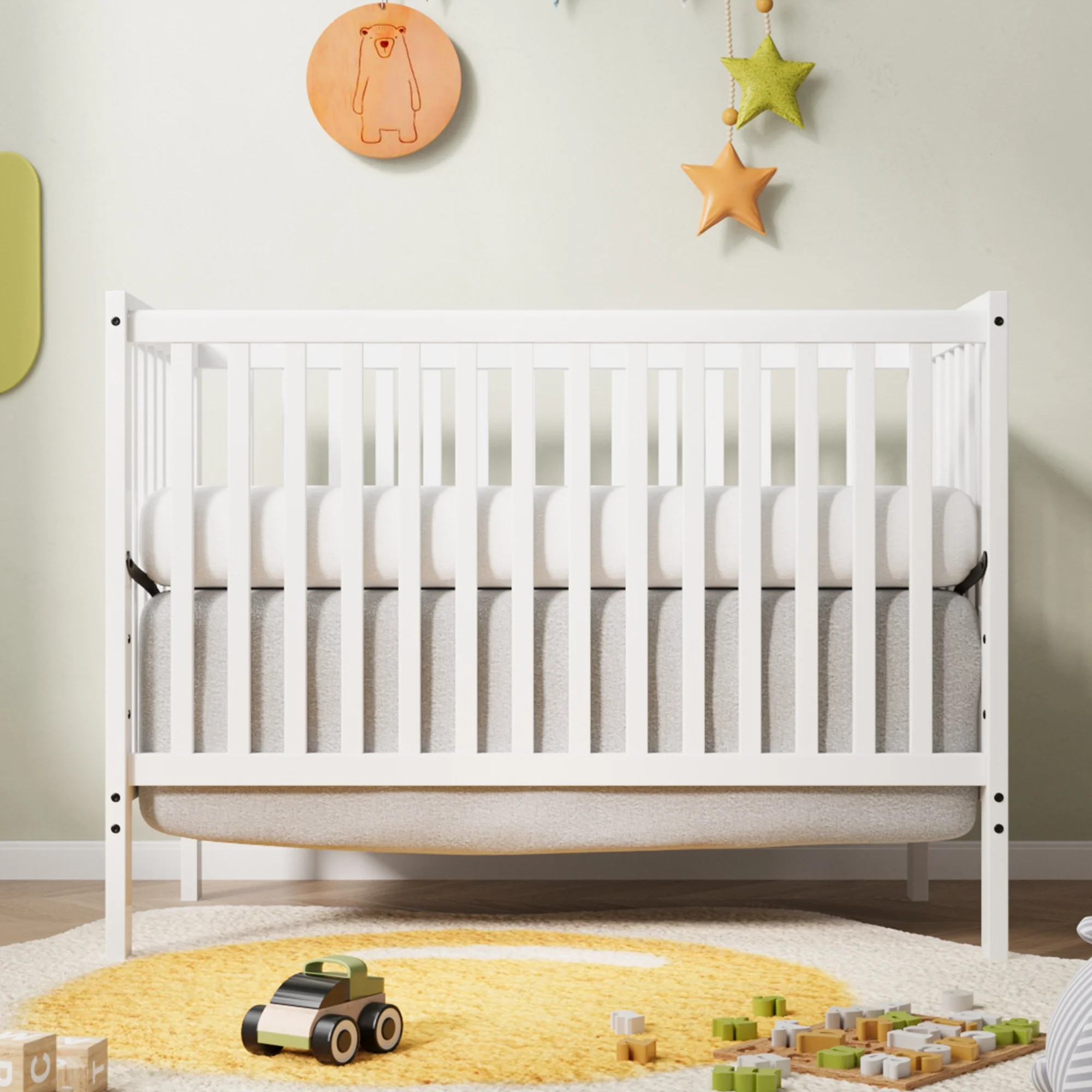 Sesslife 5-In-1 Convertible Crib, Baby Bed, Converts from Baby Crib to Toddler Bed, Fits Standard... | Walmart (US)