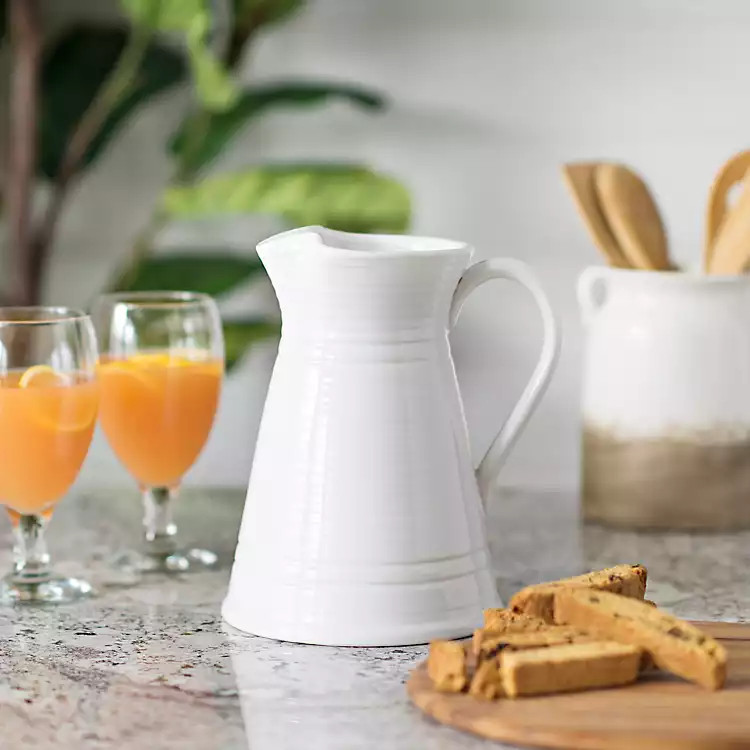 White Wave Ceramic Pitcher | Kirkland's Home