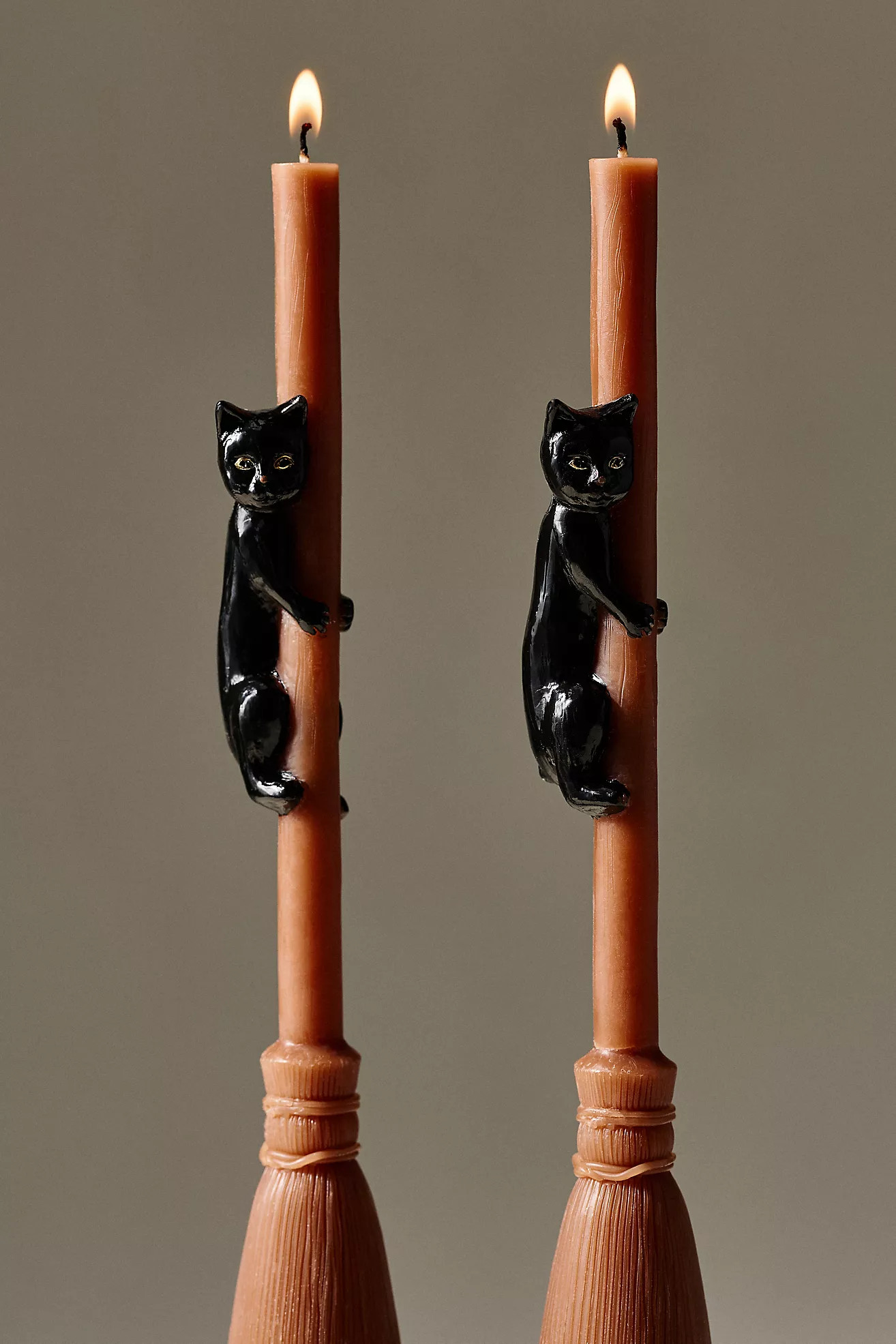 Cat on a Broom Shaped Wax Taper Candles, Set of 2 | Anthropologie (US)