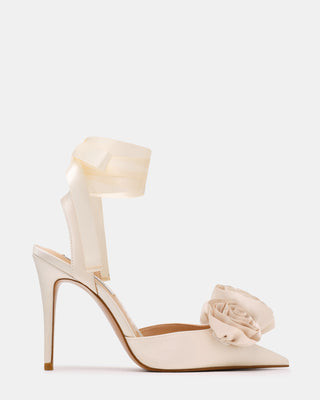 Steve Madden Women's Rosie Lace-Up Heels - Ivory Satin - Size 6 - Leather/Satin | Steve Madden (US)