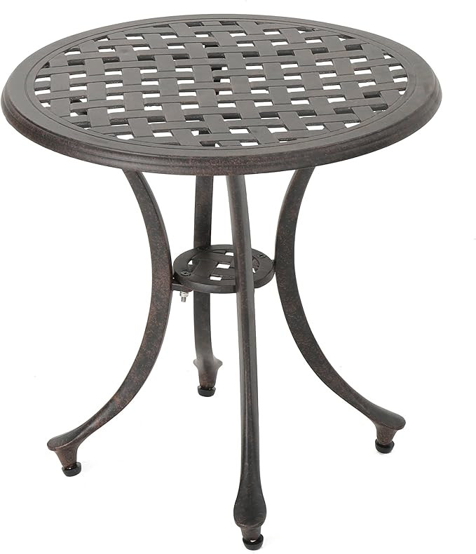 Christopher Knight Home Lola Outdoor 19" Cast Aluminum Side Table, Bronze Finished | Amazon (US)