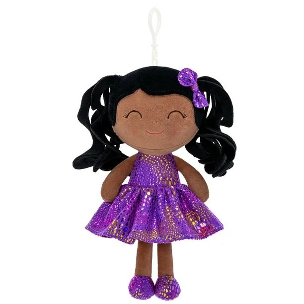 Gloveleya Baby Soft Curly hair Doll Plush Figure Toy Fashion Doll - with Sparkling Black Purple 9... | Walmart (US)