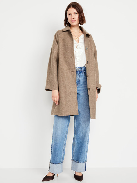 Relaxed Button-Front Mac Coat | Old Navy (CA)