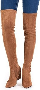 Mtzyoa Thigh High Block Heel Boot Women Pointed Toe Stretch Over The Knee Boots | Amazon (US)