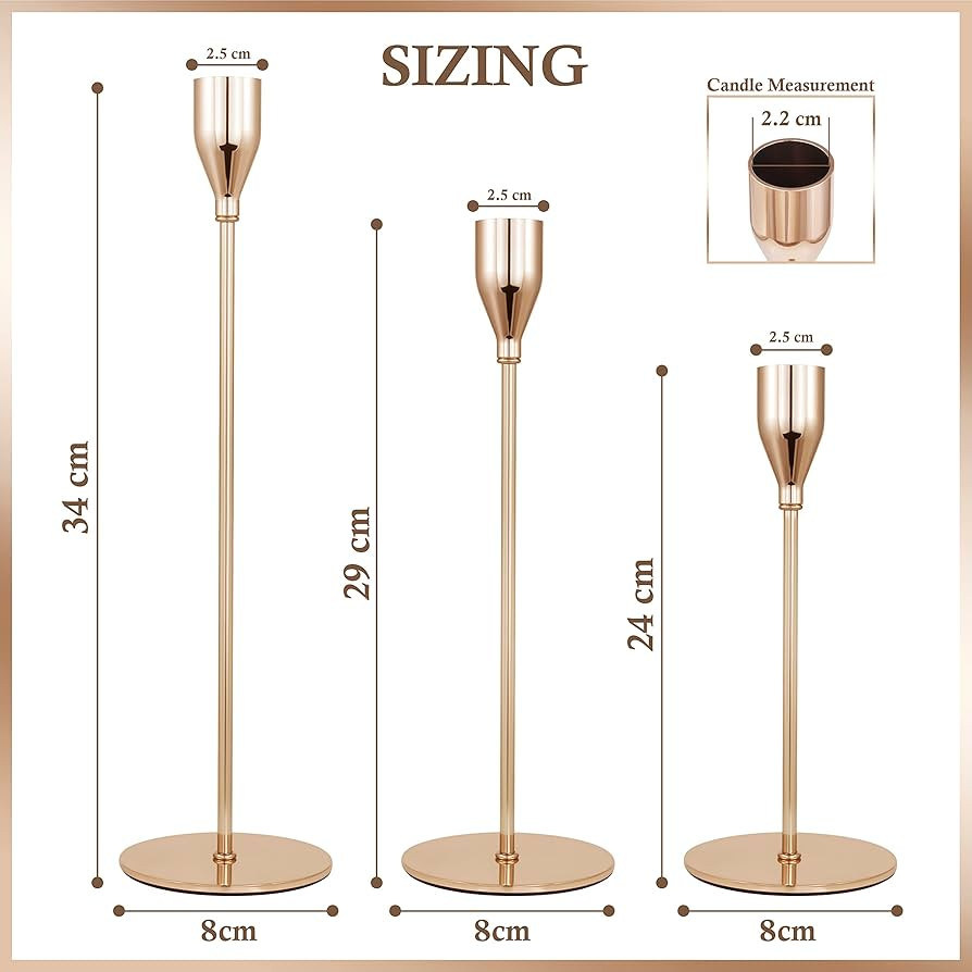 Lebenze French Gold Candlestick Holders, Set of 3 Modern Candle Holder for Taper Candles ,Candela... | Amazon (US)