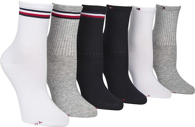 Tommy Hilfiger Women's 6 Pack Flag Sport Cushion Short Crew Socks | Amazon (US)