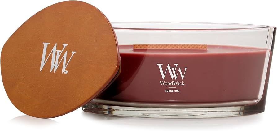 WoodWick Duftkerze mit knisterndem Docht | Ellipsen-Kerze Rouge Oud | Lang brennende Kerzen: bis ... | Amazon (DE)