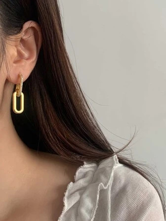 New Arrival 1pc Micro-inlaid Cubic Zirconia Chain Design Earring For Women, Retro Style Eardrop M... | SHEIN