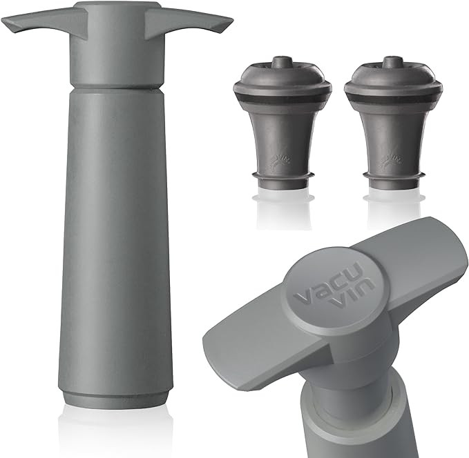 Vacu Vin Wine Saver Pump Grey with Vacuum Wine Stopper - Keep Your Wine Fresh for up to 10 Days -... | Amazon (US)