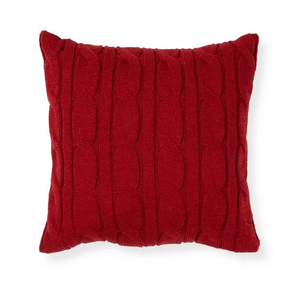 Mainstays Decorative Throw Pillow, Holiday Sweater Knit, 17"x17" Square, Single Pillow - Walmart.... | Walmart (US)