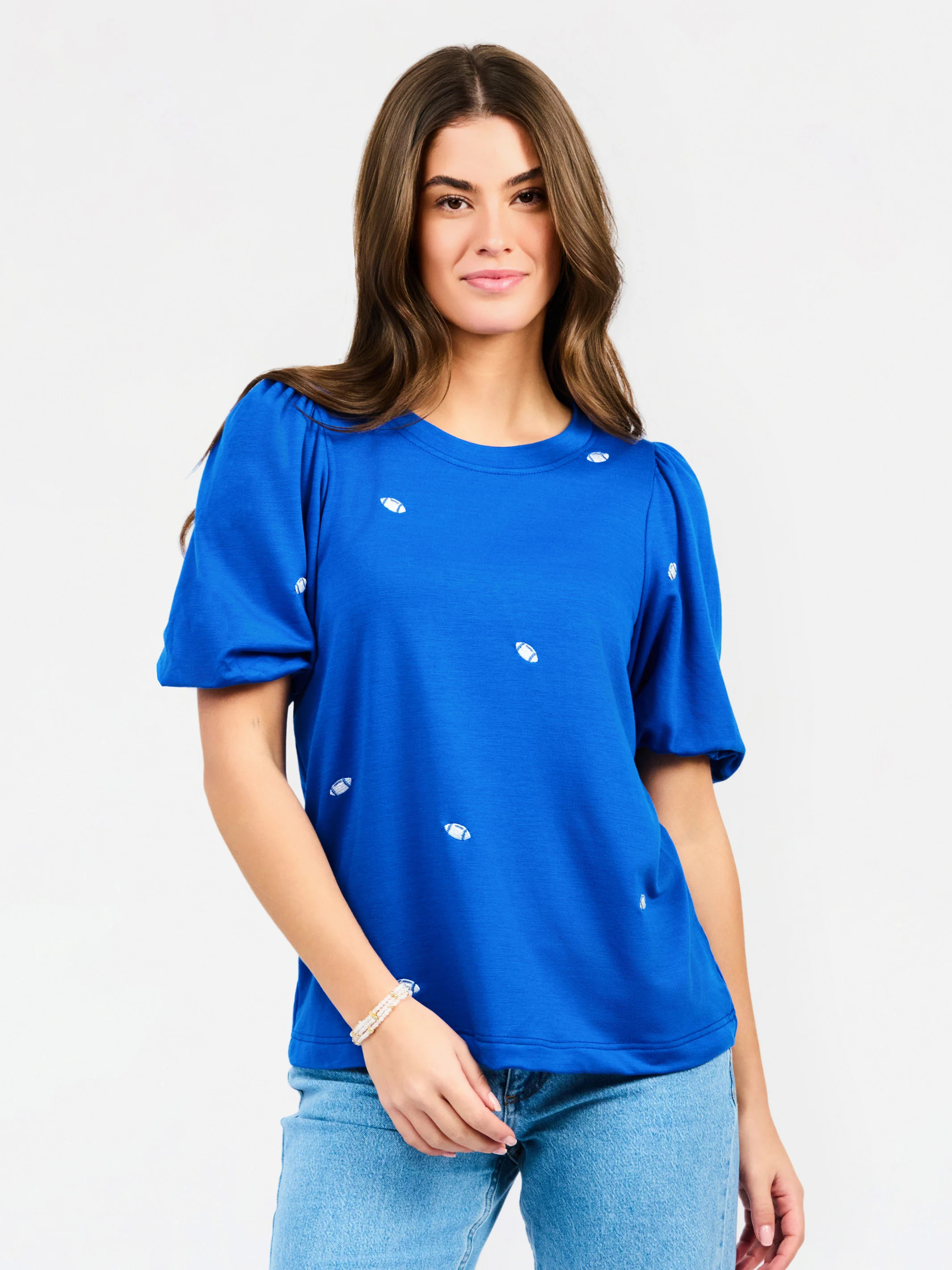 Tina Top | Footballs Blue + White | Mary Square