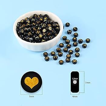 Song Xi 1720pcs Black Round Acrylic A-Z Alphabet Beads Gold Letter Beads 4x7mm Beads for Bracelet... | Amazon (US)