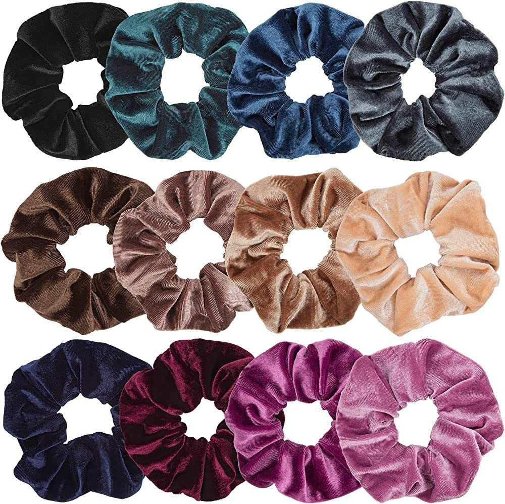 12 Pcs Big Hair Scrunchies Velvet Elastic Hair Bands Scrunchy, Large Hair Scrunchies for Women's ... | Amazon (US)