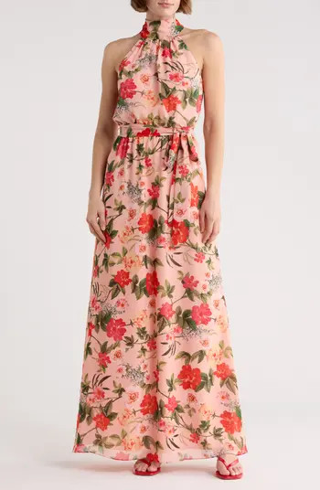 Eliza J Floral Halter Neck Sleeveless Maxi Dress | Nordstromrack | Nordstrom Rack