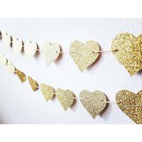 Gold Heart Garland | Bridal Shower Glitter Wedding | Etsy (US)