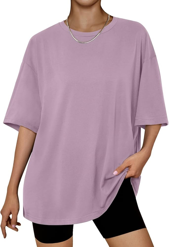 Trendy Queen Womens Oversized Summer T Shirts Plus Size Batwing Cute Casual Tops Short Sleeves Fa... | Amazon (US)