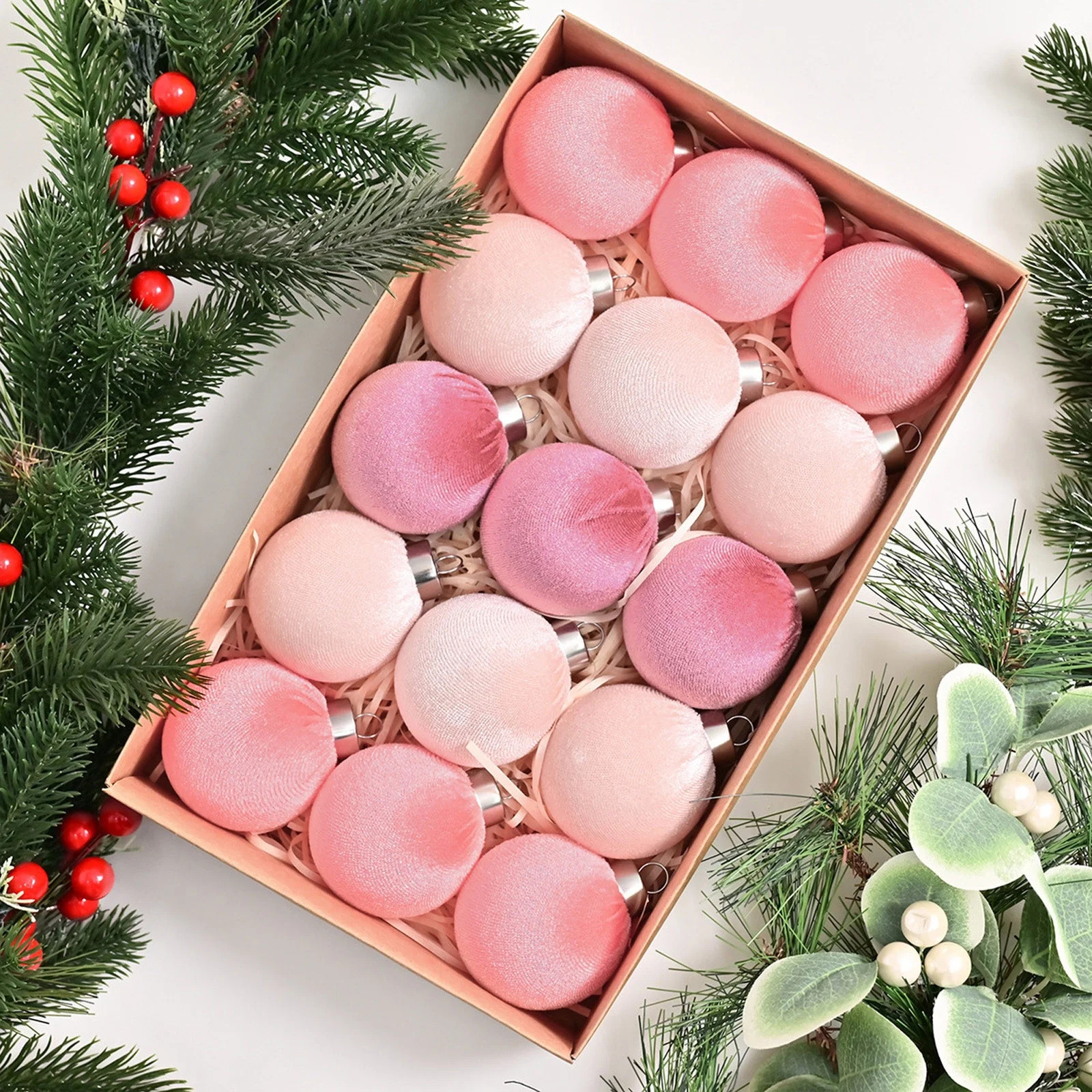 Bxaolu Velvet Christmas Balls, 15PCS 60MM Plastic Christmas Ball Ornaments for Xmas Tree Hanging ... | Walmart (US)