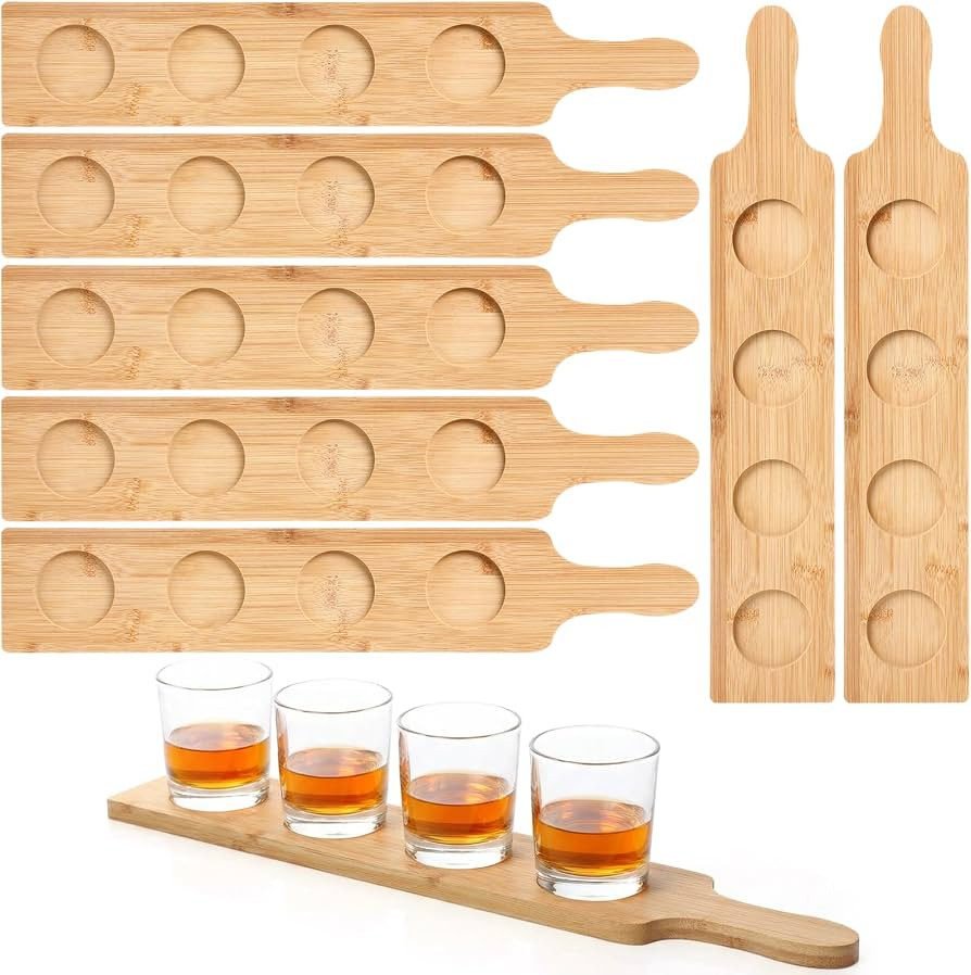 LemonRoad 6 Pcs Flight Board Tasting Set 4 Slots Bamboo Shot Board Serving Tray 2.17 Inch Base Be... | Amazon (US)