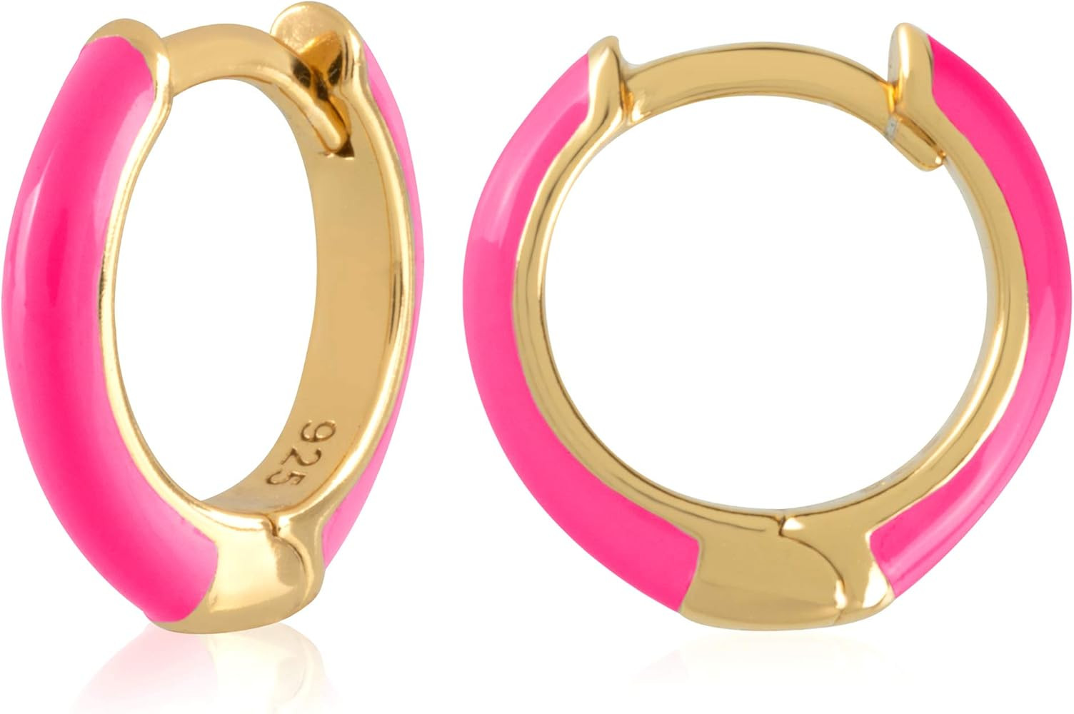 14K Gold Plated Sterling Silver Enamel Color Huggie Hoop Earrings for Women \u2013 Wide Range of ... | Amazon (US)