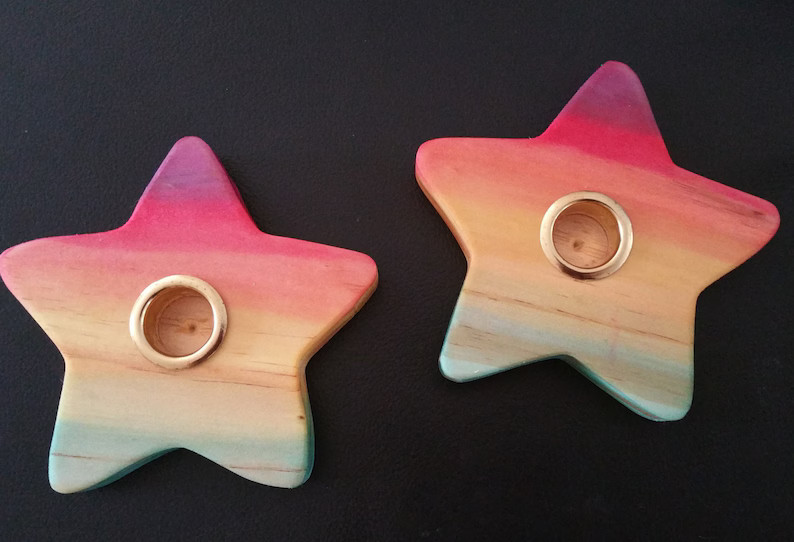 Rainbow Star Candle Holder Waldorf Steiner Toys Natural Home Birthday - Etsy | Etsy (US)